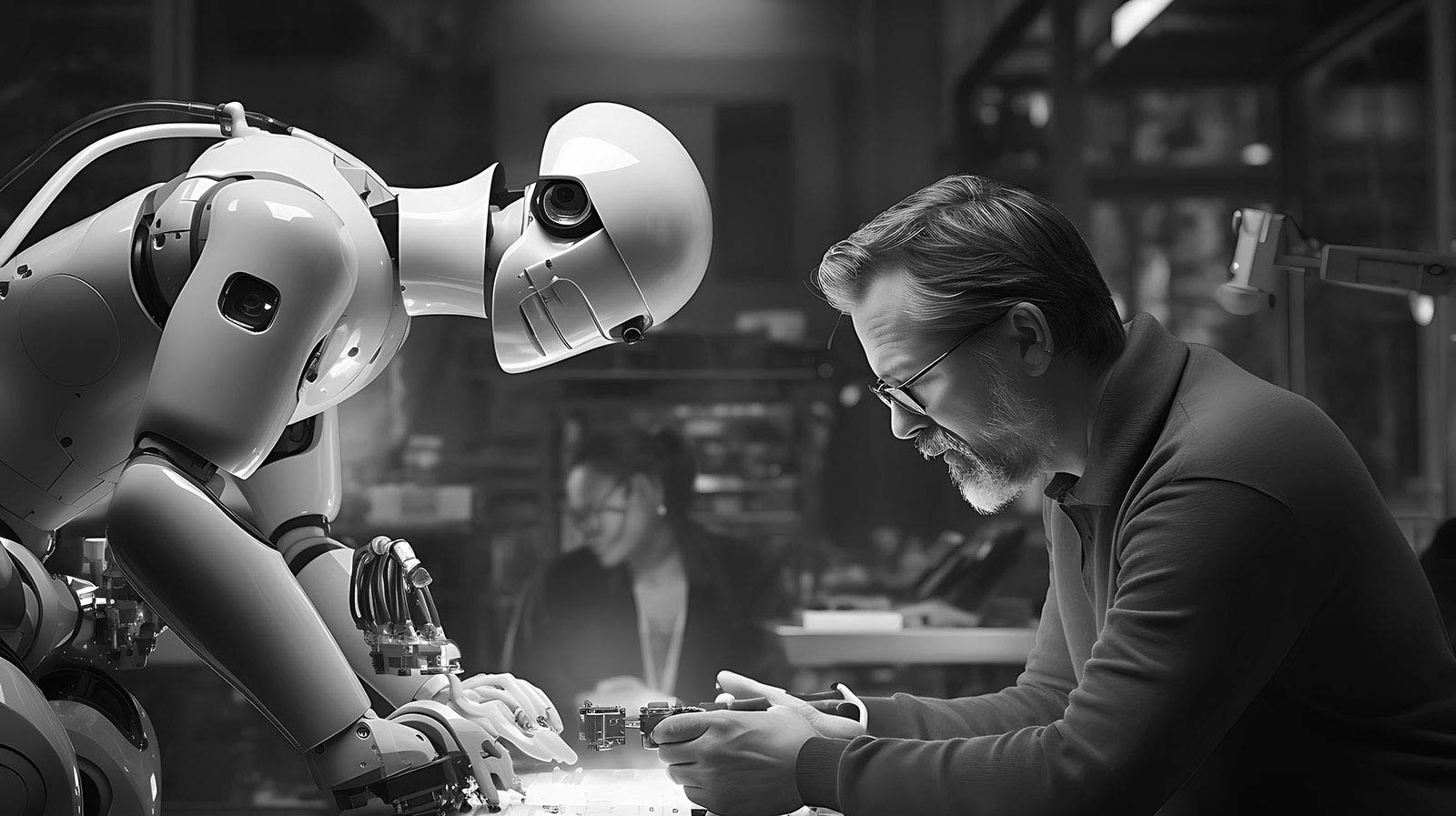 Robot IA travaillant avec la vision humaine